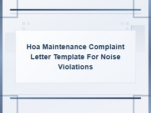 Hoa Noise Violation Complaint Letter Template