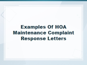 Hoa Maintenance Complaint Response Letter Examples