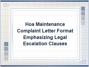 Hoa Complaint Letter Format with Legal Escalation