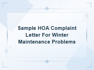Sample Hoa Complaint Letter for Winter Maintenance Issues