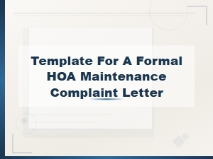 Formal Hoa Maintenance Complaint Letter Template